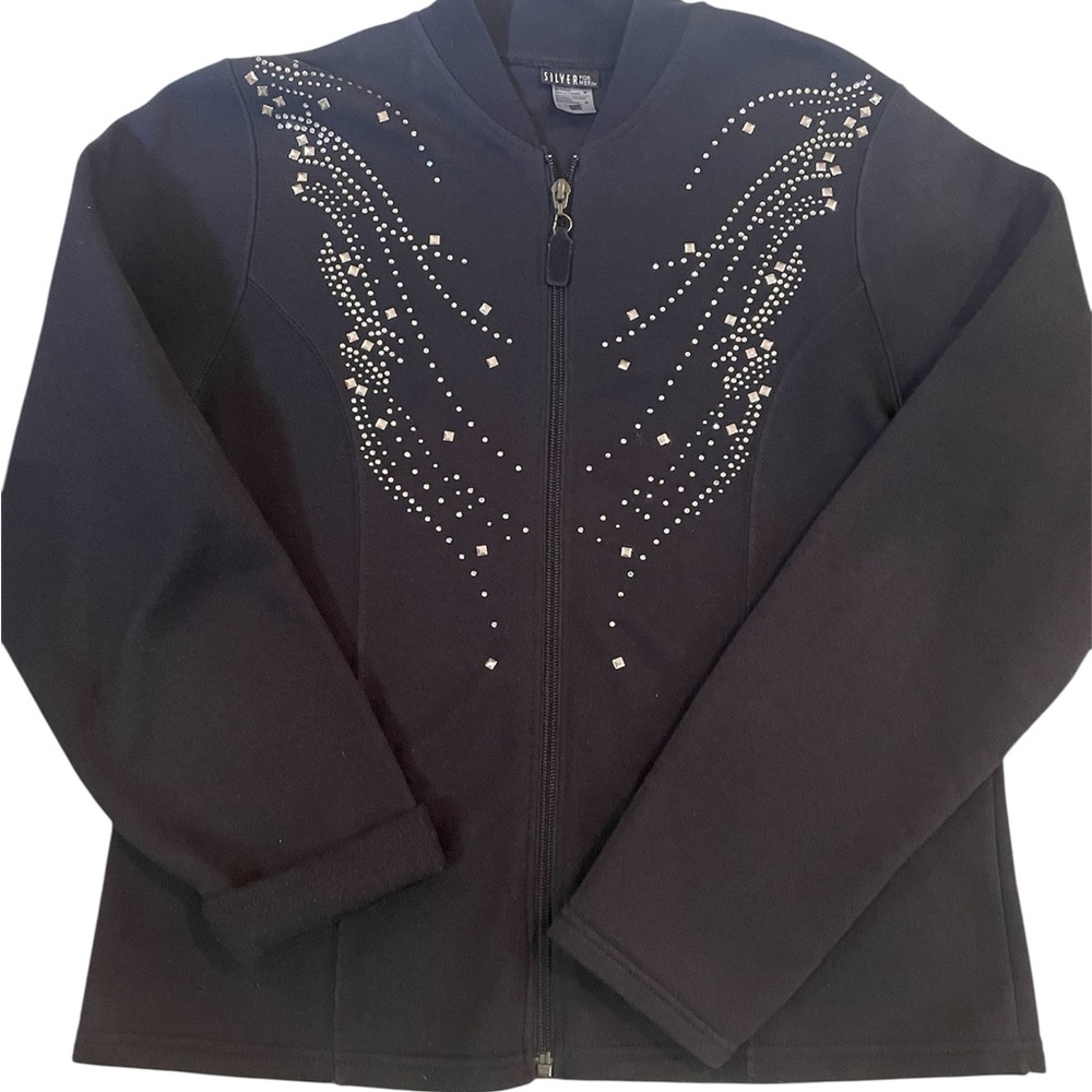 Silver Jeans Women's Black Embellished fleece jacket